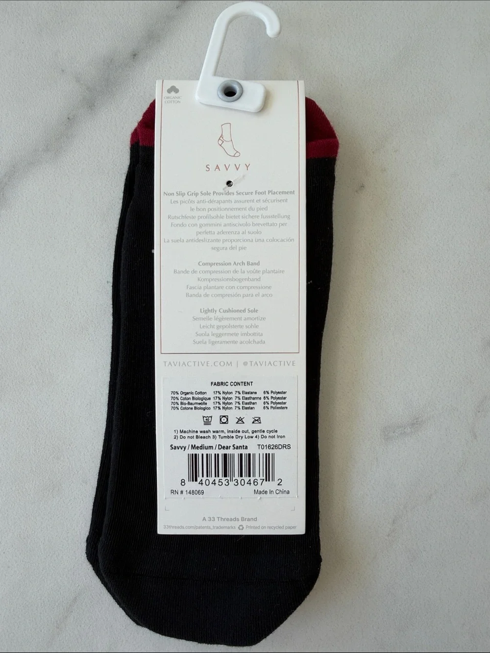 Tavi Grip Savvy Christmas Novelty Socks - Black